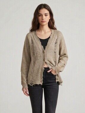 ROMWE Distressed Moon Cardigan